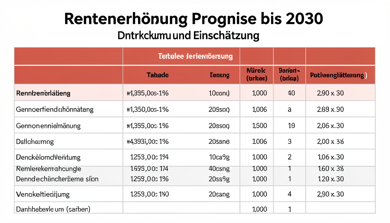 Rentenerhöhung Prognose bis 2030 – Tabelle, Entwicklung und Einschätzung